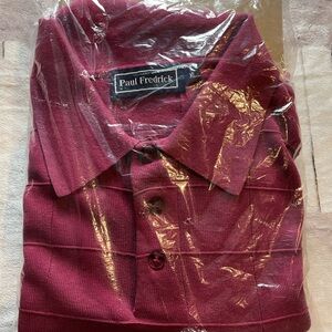 Paul Fredrick Men's Burgundy Shirt Elegant polo by Paul Fredrick 
100% silk